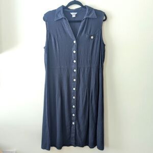 Christopher Banks Linen Blend Sleeveless Dress Jumper Size 12 Navy